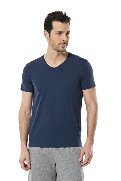 Cacharel 1332 Indigo Ανδρικό μπλουζάκι με λαιμόκοψη σε σχήμα V ελαστικό ύφασμ...