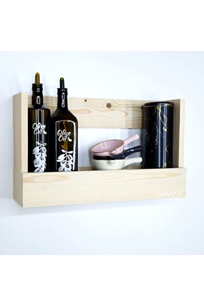 Shopkutuk Ahşap Baharatlık Mutfak Rafı Duvar Rafı Şaraplık Terek