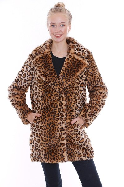 Redpoint Jackets Suni Kürk Leopar Desenli Kadın Kaban