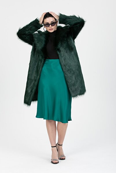 Redpoint Jackets Suni Kürk Yeşil Uzun Tüylü Kadın Kaban