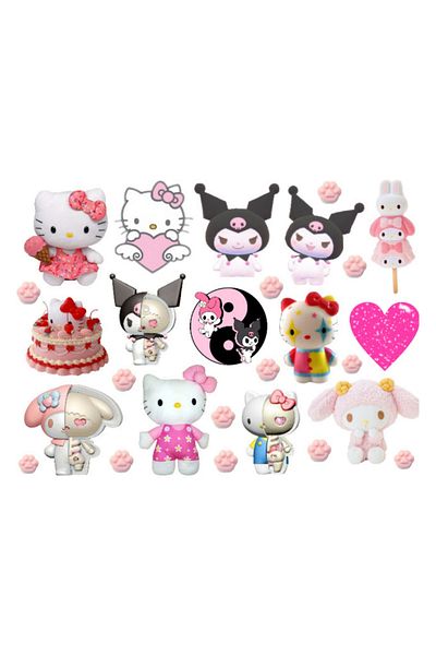 Ororabutik Σετ αυτοκόλλητων Hello Kitty με 44 αυτοκόλλητα - Cute Stickers Scrapbook Bullet Journal