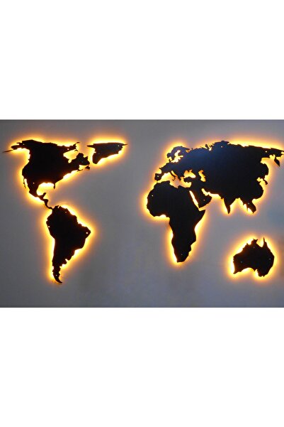 mac & need Mdf Ledli Dünya Haritası Dünya Haritası Işıklı Duvar Dekorasyonu D...
