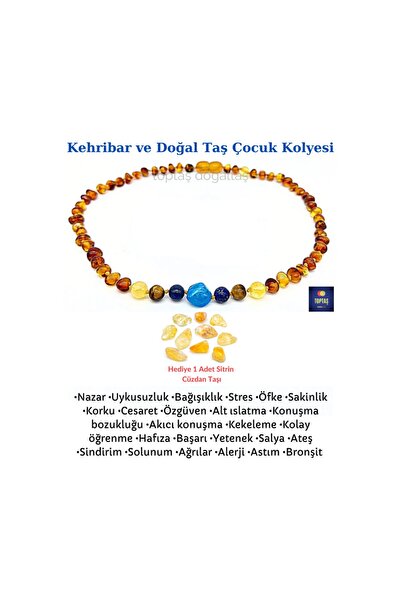 TOPTAŞ DOĞALTAŞ Kehribar Ve Doğaltaş Çocuk Kolyesi