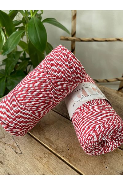 Makromecity Premium 200 Meters 200 G Red White Package Rope Gift Wrapping Rope Marteniçka Rope Twine Baker