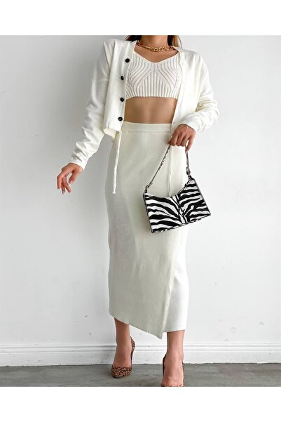 Azra Moda Style Трикотажний комплект 3 штук для жінок, білий