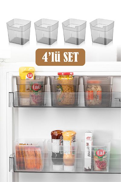 Vienev Anthracite Mini Refrigerator Organizer Box - Set of 4