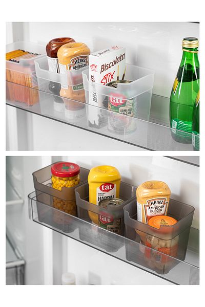 Vienev Mini Fridge Organizer Box 6 Pieces Anthracite