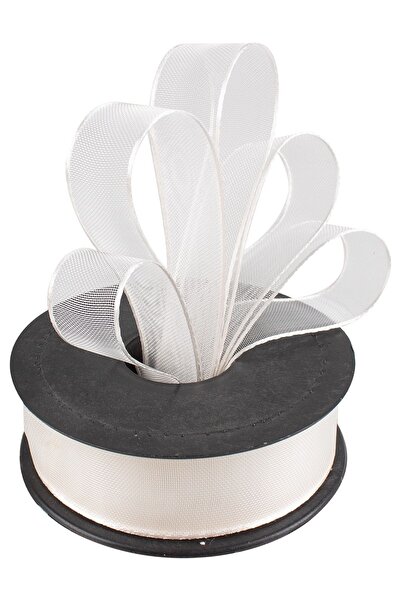 ecrin tuhafiye hobi Krem Şifon Kurdele En 2.5 Cm - Boy 20 Metre