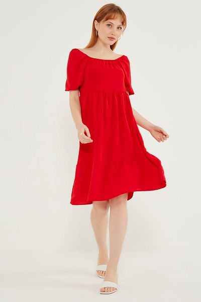 MEECY Rochie de damă roșie cu guler Madonna