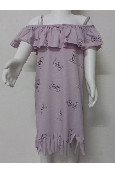 Mavi Kirpi Baby Style Askılı Çocuk Elbisesi