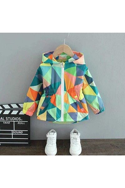 Ponçik tekstil Waterproof Colorful Trench with Butterfly Detail