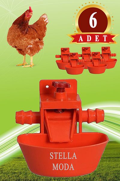 STELLA MODA Automatic Smart Chicken Chick Waterer Drinker 6 Pieces Turkey Duck Quail Pigeon Egg Laying Hen