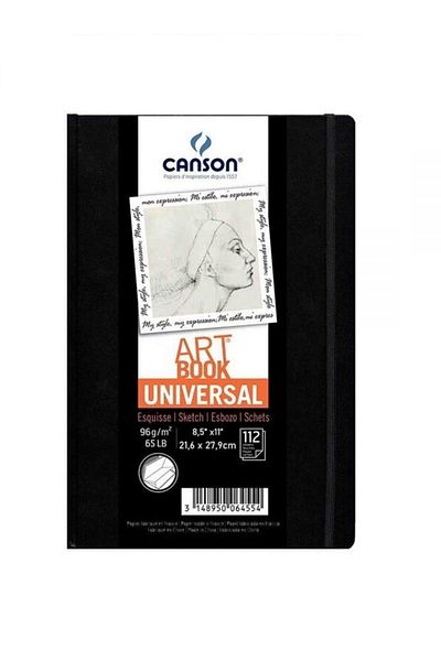Canson Art Book Universal Hard Cover Elastic Sketch Drawing Notebook 96 Gr21.6x27.9 cm112 Pages