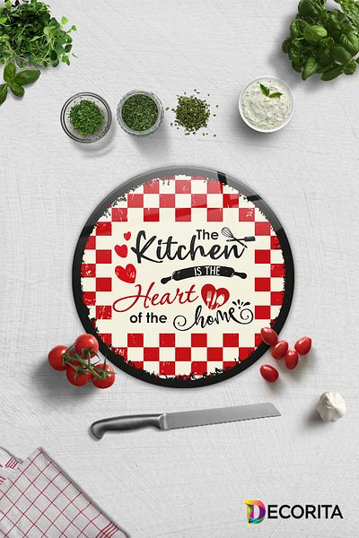 Decorita Glass Cutting Board - Glass Cutting Board |   Kitchen Heart |   Diameter32Cm