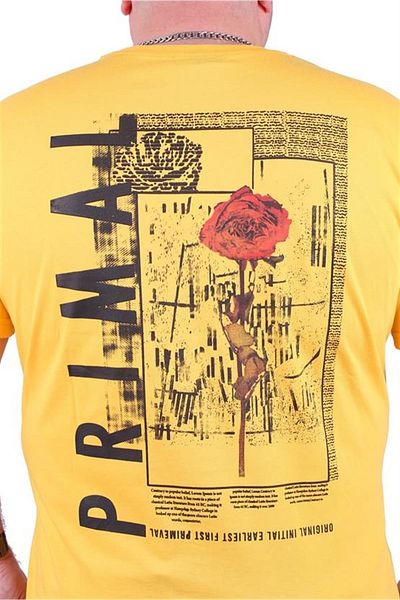 Starbattal Yellow Primal 23102 - Μπλουζάκι με λαιμόκοψη σε μεγάλο μέγεθος