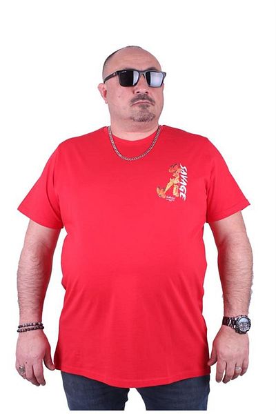 Starbattal Large Size Crew Neck T-Shirt Savage 23101 Red