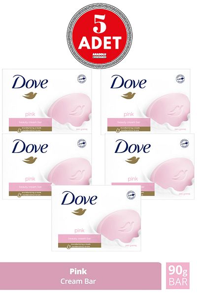 Dove 5 Pieces Pink Beauty Cream Bar - Moisturizing Effect 90 g