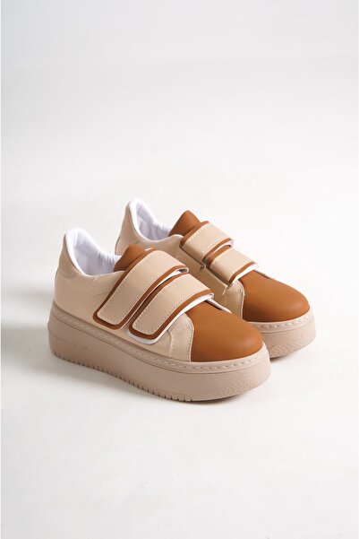 MP Fashion Ortopedická podrážka Venice Tt - Dámské sportovní tenisky bez tkaniček na suchý zip, kůže/hnědá