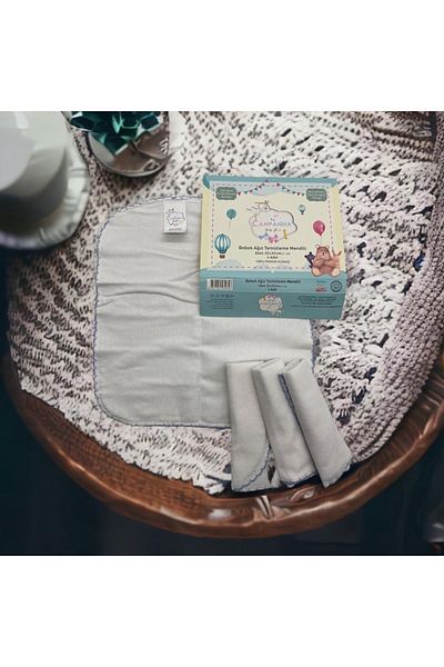 mixibaby Pack of 4 Organic Double Layer Sewn Special Crochet Stitched 22*22 Cm Large Size Baby Mouth Wipes