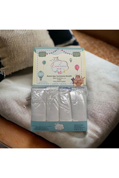 mixibaby Pack of 4 Organic Double Layer Sewn Special Crochet Stitched 22*22 Cm Large Size Baby Mouth Wipes