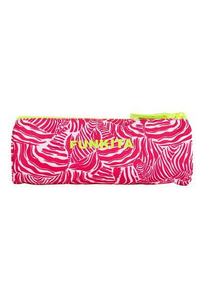 FUNKİTA Makeup Bag, Pencil Bag - Pink Zebra Pattern 23x10