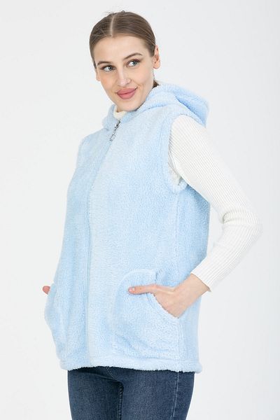 MODA VUSLAT Women's Baby Blue Short Fleece Vest