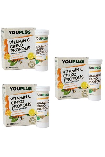 Youplus Vitamin C Zinc Propolis 20 Effervescent Tablet 3 Boxes