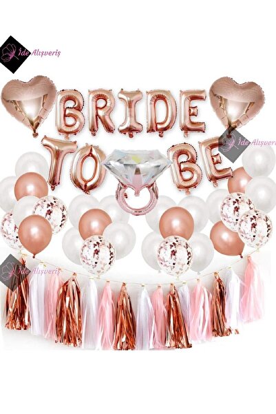 Genel Markalar Bride To Be Bekarlığa Veda Partisi Balon Süsleme Rose Gold + 1 Bride 10 Team Bride Geçici Dövme