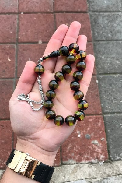 Generic Brand Wrist Length Mixed Color Powder Amber Prayer Beads