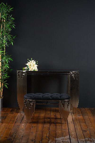 MENDY Gümüş Dresuar Puflu Ultr Lak Kaplama Dresuar Puflu