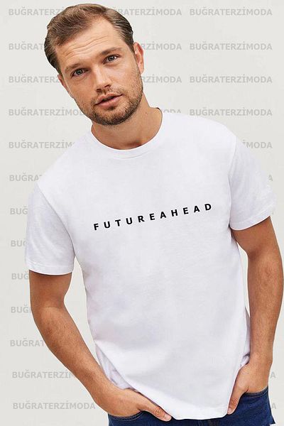 Buğraterzimoda Tricou alb pentru bărbați, cu imprimeu regulat, Futureahead