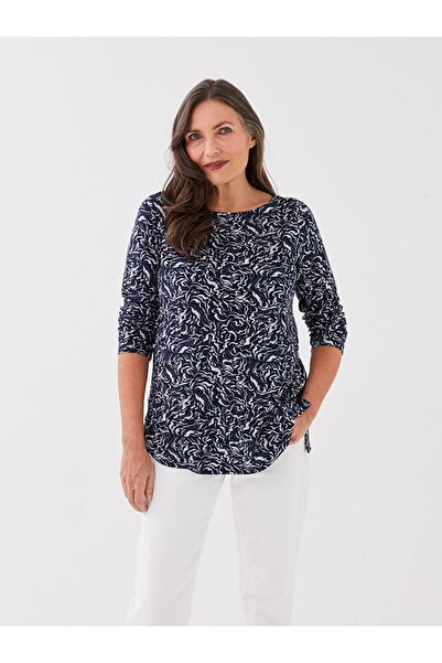 LC Waikiki Bisiklet Yaka Desenli Uzun Kollu Kadın Bluz