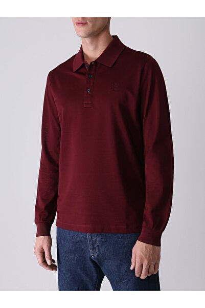 PAUL&SHARK Men's Polo Neck Regular Fit Cotton Short Sleeve Claret Red Polo Neck T-shirt12311737-237