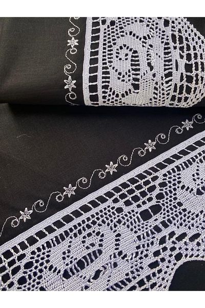Çeyiz Bahçesi Pique Lace Black Sheet Set