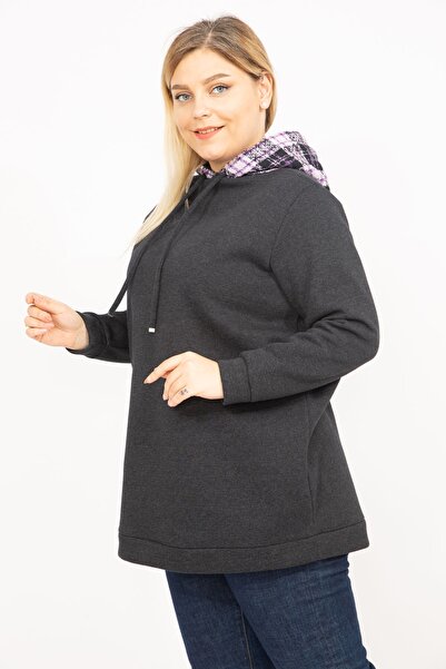 Şans Жіночий фума великий розмір 3 нитки з капюшоном і шардоном 65n35750