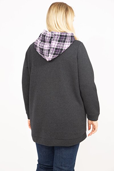 Şans Жіночий фума великий розмір 3 нитки з капюшоном і шардоном 65n35750