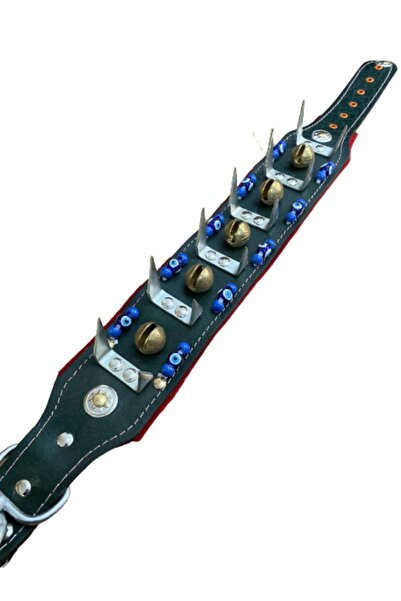 Sürmeli Tasma Kangal Dog Collar Shepherd with 5 Bells Genuine Buffalo Leather