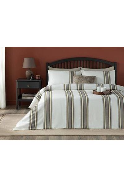 English Home Set cuvertură de pilota dublă vopsită cu fire de chenille Fine Lines 200x220 cm Galben - Maro