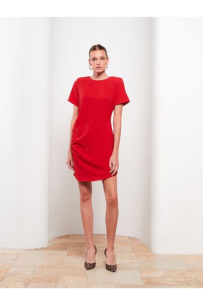 LC Waikiki Women's Dress - Crew Neck, Straight Cut, Short Sleeve