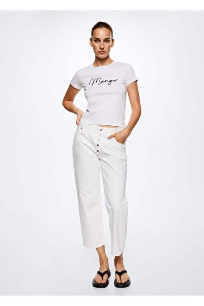 MANGO Woman Tricou cu logo din bumbac