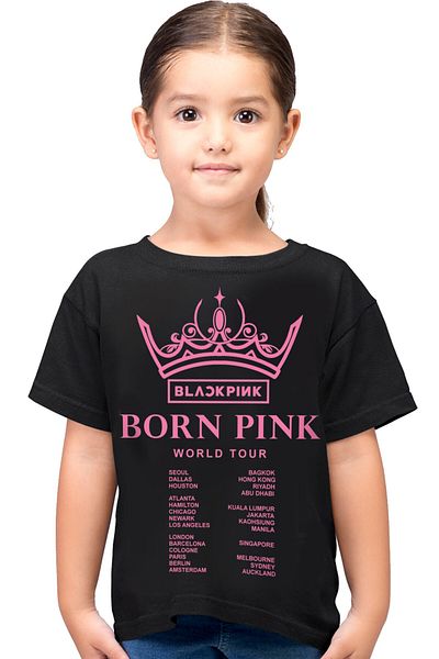 ROCKANDROLL Tricou pentru fete cu mânecă scurtă Blackpink Tour