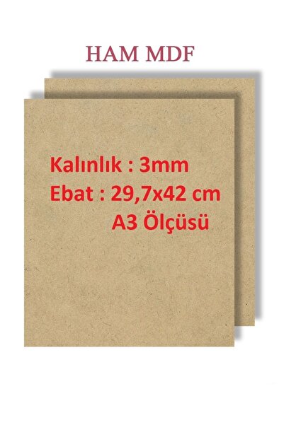 mobilreyon - 2 Adet Duralit Ham Mdf 3 Mm Kalınlık , A3 Ölçüsünde (29,7x42 Cm)