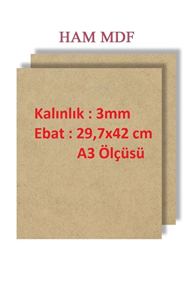 mobilreyon - 4 Adet Duralit Ham Mdf 3 Mm Kalınlık , A3 Ölçüsünde (29,7x42 Cm)