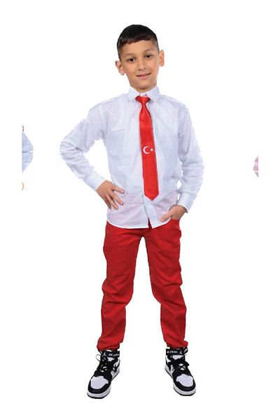 FATELLA Boy's Long Sleeve Shirt Linen Trousers Suspender Bow Tie Suit 23 April 29 October 10 November