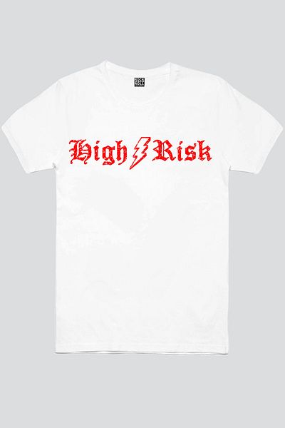 ROCKANDROLL Tricou alb cu mânecă scurtă pentru fete cu risc ridicat