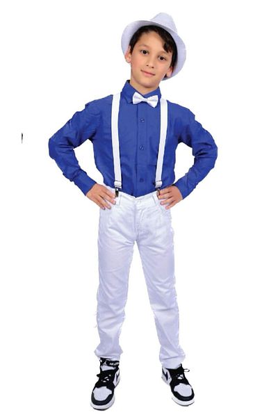 FATELLA Boy's Long Sleeve Shirt Linen Trousers Suspender Bow Tie Suit 23 April 29 October 10 November