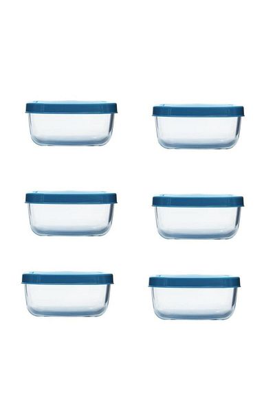 Paşabahçe Snowbox 6-piece Glass Storage Set - Breakfast 420 cc Blue 53733