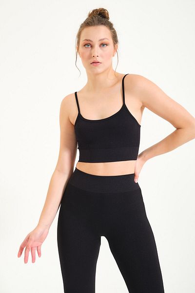 Formeasy Women's Seamless Knitted Corded Thin Strap Corded Sports Bustier 9003