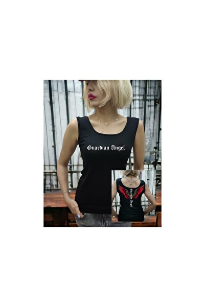 LARİSA COLLECTİON Kalin Askılı Baskılı Kolsuz Tişört S/3xl