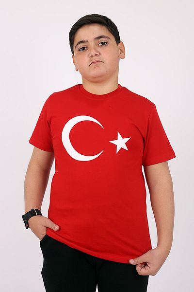 Çiggo Kids Cotton Turkish Flag T-shirt for 5-13 Years Old Children - UNISEX